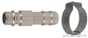 Embout gros débit - ISO 6150 B 7,2 - Cannelé Tuyau Ø int. 10 mm + collier · réf. 365200LAC