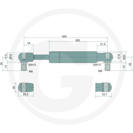 Stabilus Vérin à gaz · réf. 6549702628