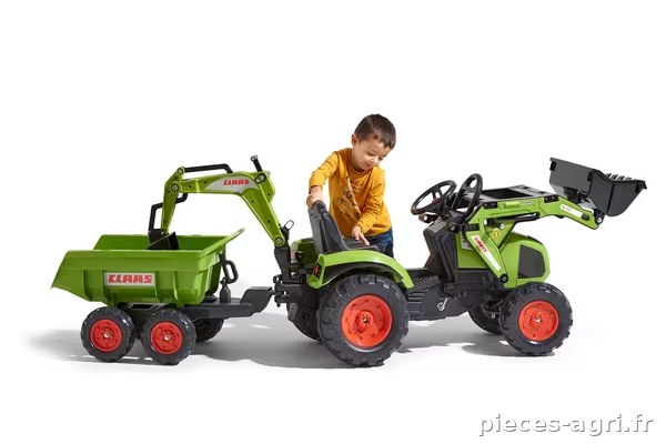 Tractopelle excavatrice Claas Axos avec remorque vue 2