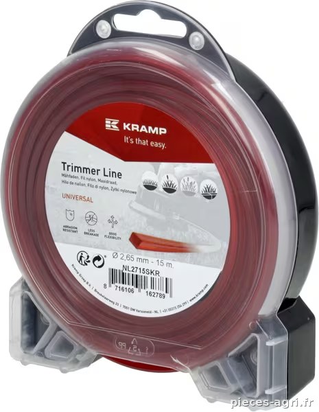 Fil de coupe Ø 2.65mm 15m carré rouge Kramp · réf. NL2715SKR