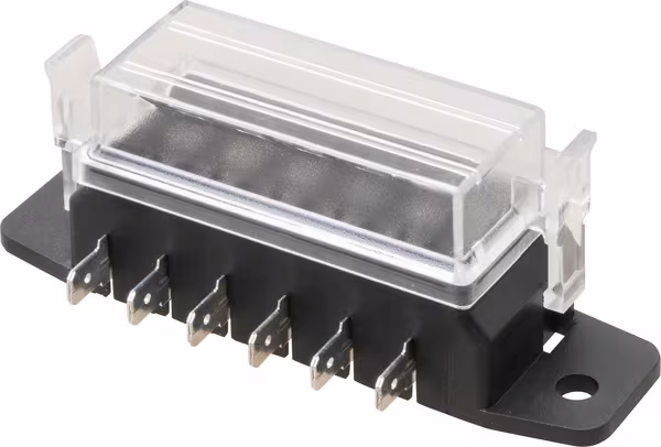 Boîte à fusibles borne plate à 6 broches, max. 32V 15A (ATO/ATC), 12x6,3mm · réf. FB10005KR
