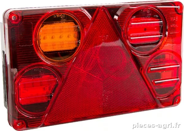 Feu arrière LED rectangle gauche12-24V, 232x142x59mm, 5-fiches, Kramp vue 2