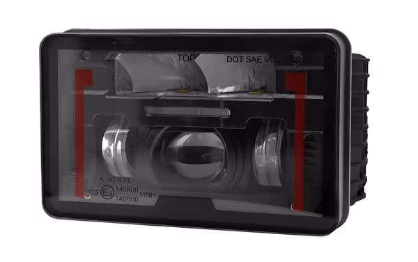 Phare LED, 23/45W, rectangulaire, 12-24V, 168x107x82mm, feux de route/feux de croisement, chauffant, Kramp · réf. LA80065