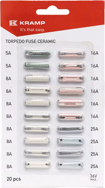 Assortiment de fusibles torpille en céramique, blister (20 pièces) · réf. FS100ASSBL