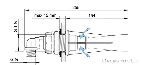 Buse de l'agitateur hydraulique d.1,5 90° vue 4