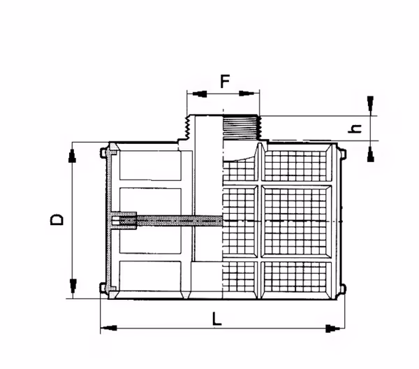 Filtre d'aspiration en T 2" vue 2