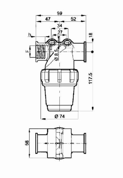 Filtre press. 3/4" 80l/min Viton vue 3