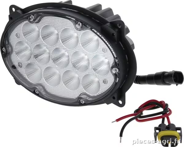 Projecteur de travail LED, 65 W, 7 200 lm, ovale, 10/30 V, 180 x 120 x 90 mm, prise H9, projecteur · réf. LA10642