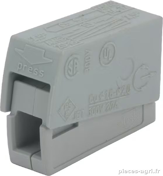 Pince de connexion, fiche 1-V grise type 224 Wago vue 2