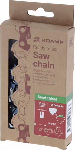 Chaîne de tronçonneuse 3/8" 1,3 mm 56 DL semi-chisel, Kramp Efficiency · réf. 38LP13SB56EKR