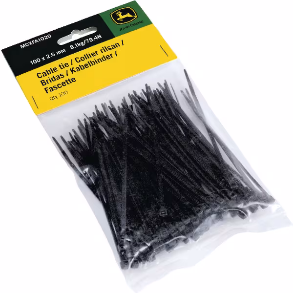 Collier rilsan 2.5x100mm, noir, Nylon, max. Ø 22mm, pack 100, JDM · réf. MCXFA1020