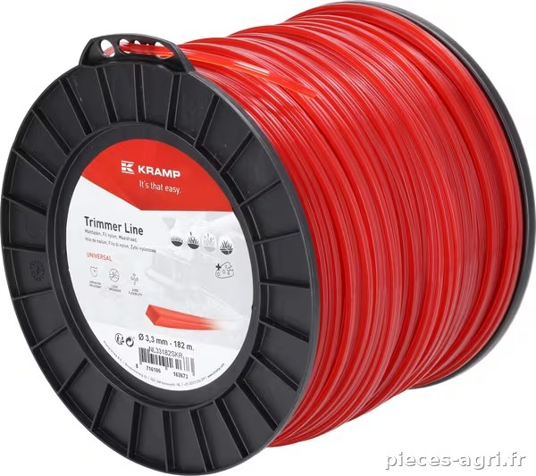 Fil de coupe Ø 3.3mm 182m carré rouge Kramp · réf. NL33182SKR