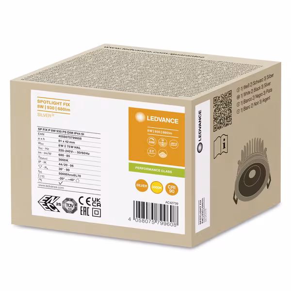 Luminaire LED Spot 8W 830 · réf. SPF8940PSD44SI