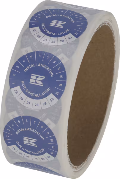 Rouleau d'autocollants « Date d'installation » FR+NL, bleu · réf. KEE5FRNL