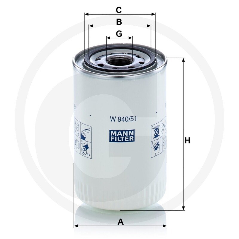 MANN FILTER Filtre à huile hydraulique · réf. 565W940.51