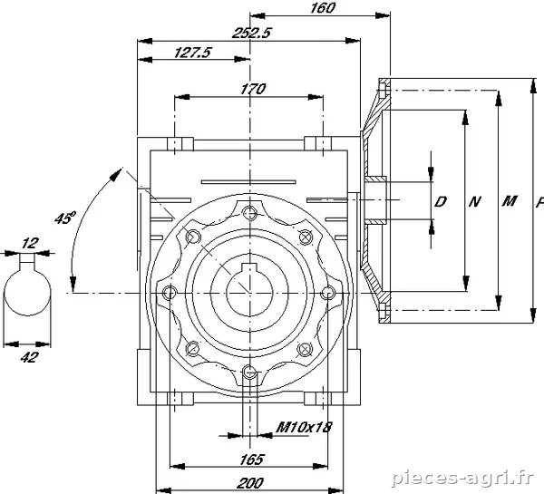 Réducteur à vis I = 25 vue 3
