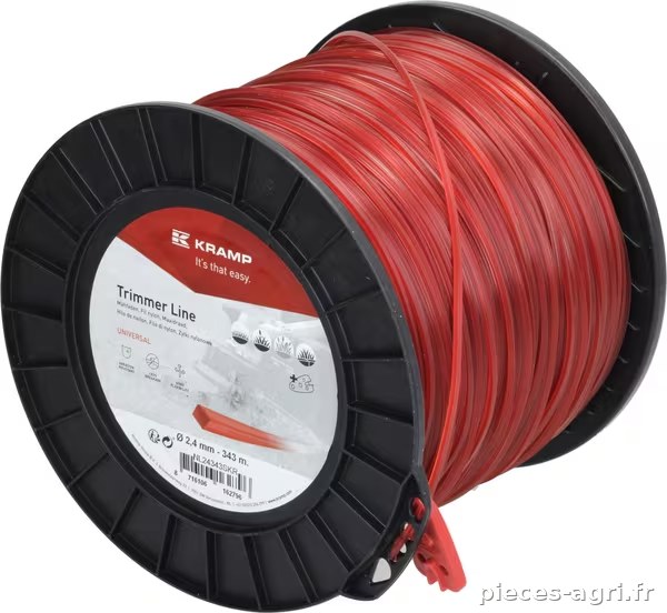 Fil de coupe Ø 2.4mm 343m carré rouge Kramp · réf. NL24343SKR