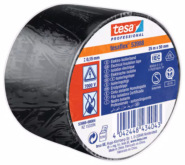 Ruban isolant, noir, 25m x 50mm TesaFLEX® · réf. T539880000400