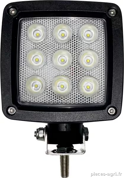 Phare de travail LED, 27 W, 3000 lm, carrée, blanche, 10/30 V, 100x100x81 mm, prise Deutsch, Wide flood, 9 LED Kramp · réf. LA10555