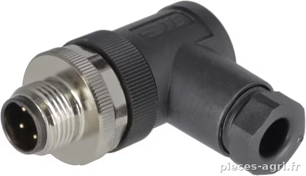 Bouchon d'obturation 4 P. Mâle M12 Code-B, 90 degrés · réf. M1204MA90B