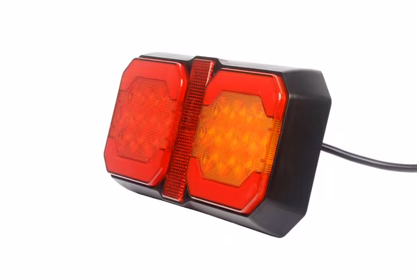Feu arrière multifonction LED, 12-24V, 209x100x30mm, câble 1,5m, orange/rouge, Kramp · réf. LA40090