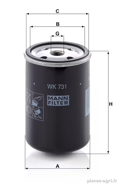 Cartouche filtrante carburant vue 3