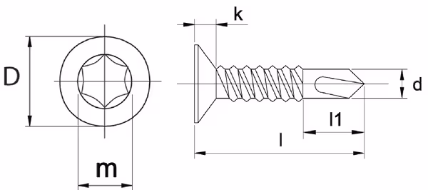 Vis auto-perforante 6.3x85mm TX30, DIN 7504 Kramp vue 2