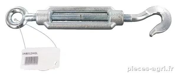 Vis serr ouvert + crochet + œillet M12 zin · réf. 148012HGL