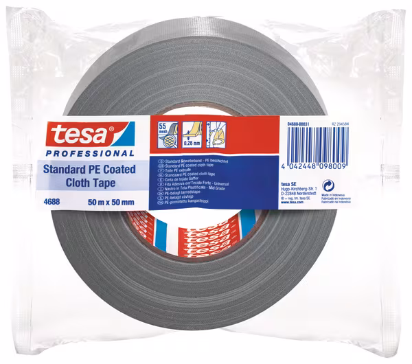 Ruban, tissu, enduit de PE standard, gris, 50m x 50mm, TesaBAND® · réf. T046880003100