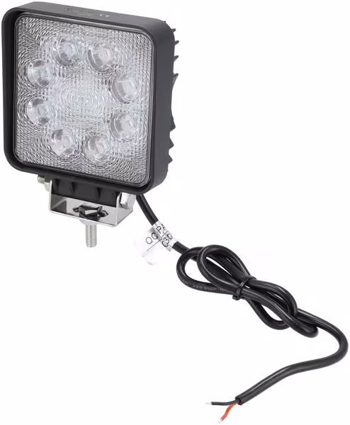 Phare de travail LED, 24W, 2000lm, carré, blanc, 107x52x136mm, faisceau diffus, Kramp · réf. LA10901