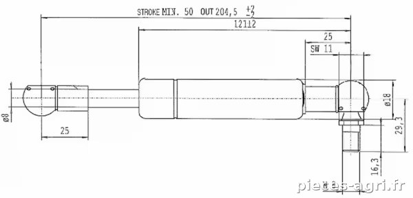 Vérin à gaz L205-300N Stabilus vue 3