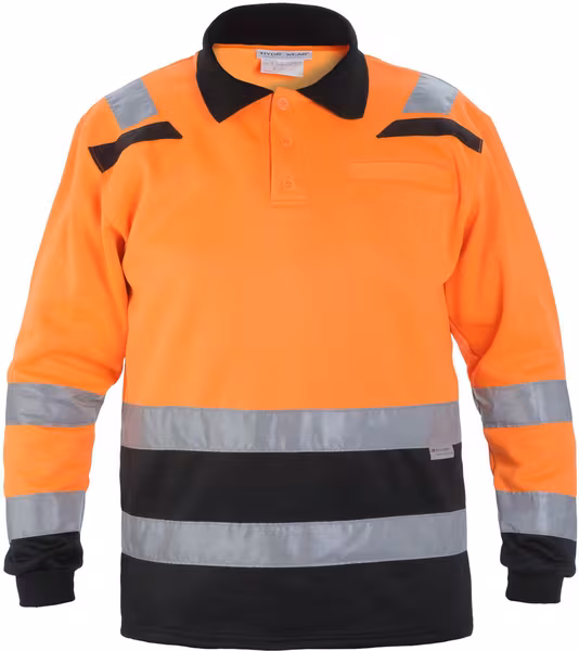 Polo Sweatshirt, taille M/40, manches longues, orange/noir, par Hydrowear · réf. 040470OBM