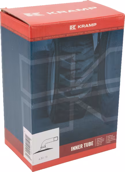 Chambre à air pour jante de Ø 10", 6.50-10, valve courbée 90° TR87, Kramp · réf. 65010TR87