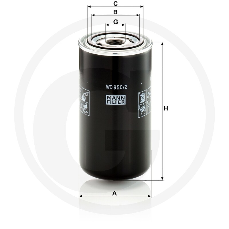 MANN FILTER Filtre à huile hydraulique/transmission · réf. 565WD950.2