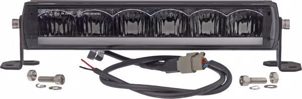 Barre lumineuse LED, 72W, 3900lm, rectangulaire, 12/48V, blanc, 306x90x57mm, prise Deutsch 3 poles, feu de route/feu de croisement, Kramp · réf. LA10320