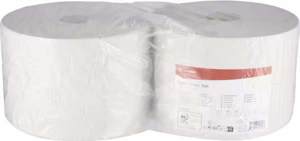 Essuie-tout, rouleau blanc, 23 cm x 1000 m, 1 pli, Ø extérieur 370 mm, gaufré, 2 rouleaux · réf. CP11201KR