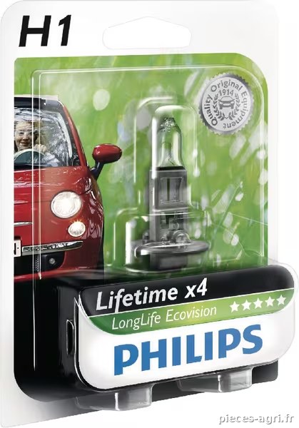 Ampoule halogène H1 12V 55W P14.5s blanc Philips · réf. GL12258LLECOB1