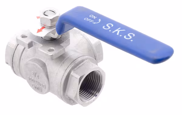 Vanne à boisseau sphérique 3 voies T 3/4" acier inoxydable · réf. BV3T34FSS