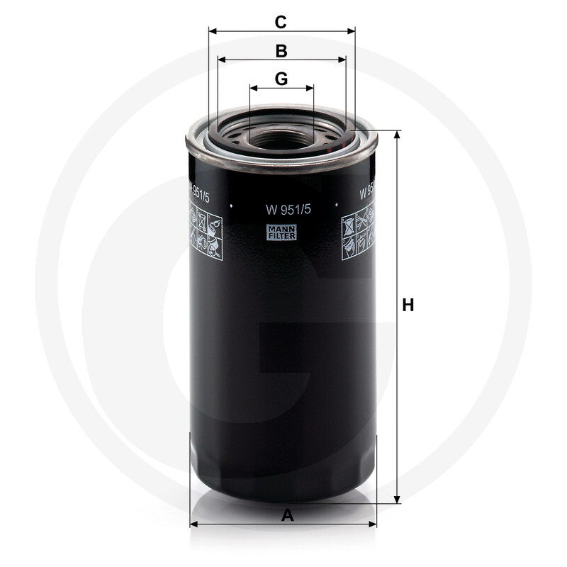 MANN FILTER Filtre à huile hydraulique/transmission · réf. 565W951.5