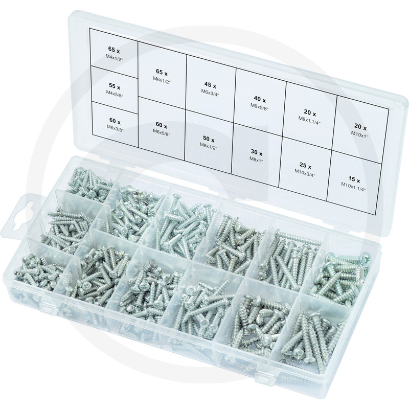 KS Tools Assortiment de vis auto-taraudeuses à tête ronde, 550 pcs. · réf. 7889700420