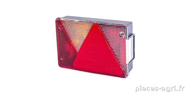 Feu arrière gauche rectangulaire, feu antibrouillard, 12V, rouge/transparent, à visser, 200x136x56mm, baïonnette 5 broches, Multipoint IV · réf. 248400007