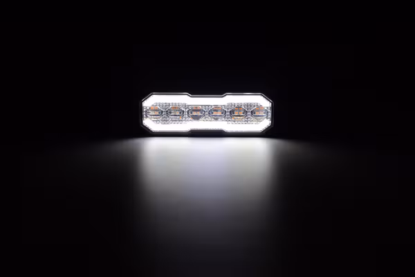 Feu clignotant / feu de recul LED, rectangulaire, 12/24V, orange/blanc, 129x41x14mm, 12/42 LED,Kramp · réf. LA20163