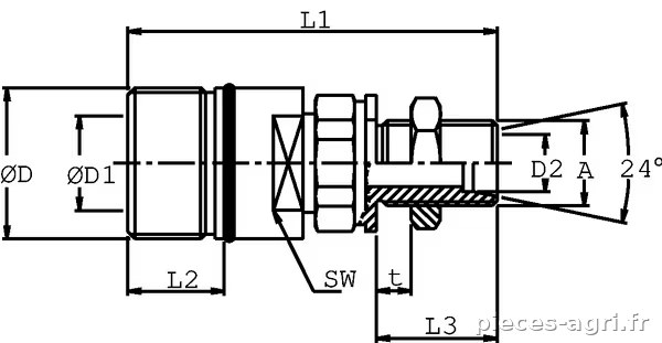 Coupleur à visser fem M42x200 vue 2