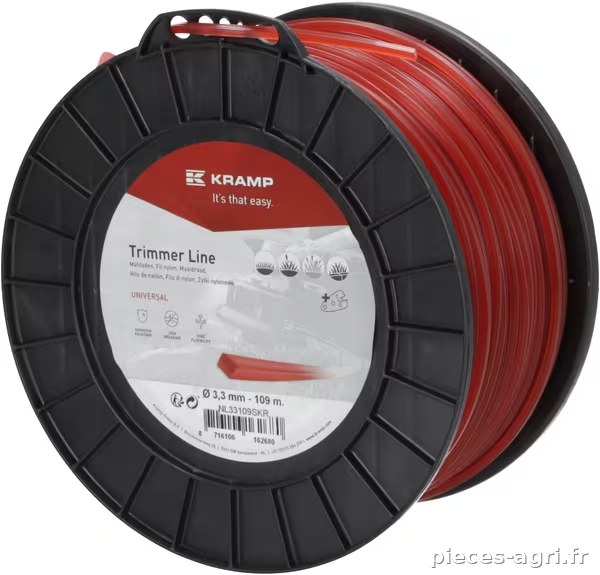 Fil de coupe Ø 3.3mm 109m carré rouge Kramp · réf. NL33109SKR