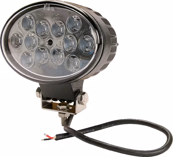 Phare de travail LED ovale 36W 2760lm, 10/30V, 144x85x95mm, très longue portée 12 LED Kramp · réf. LA10060
