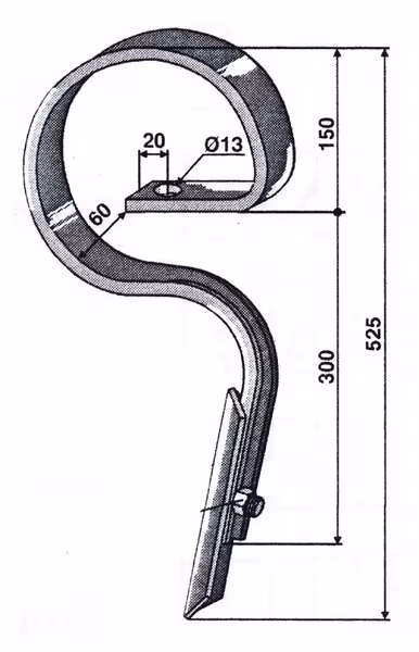 Dent à ressort droite 32x12mm avec pointe droite · réf. 5110300562