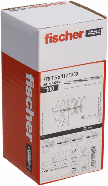 Vis pour cadre de fenêtre FFS 7,5X112 T30 100pcs vue 2
