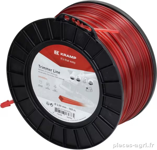 Fil de coupe Ø 2.65mm 169m carré rouge Kramp · réf. NL27169SKR