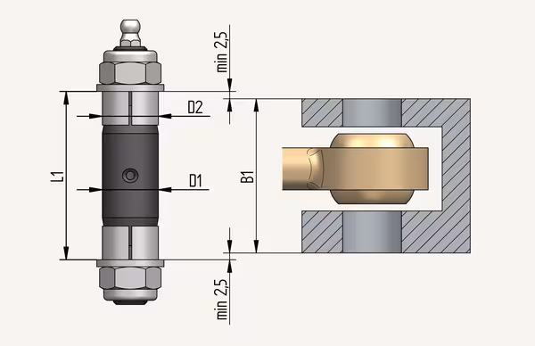Axe Extenderbolt Ø25x105mm bague Ø25mm canal de graissage vue 2