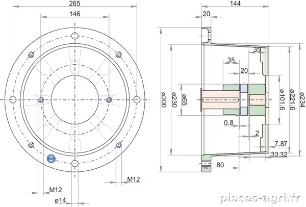 Support pompe L K J 300 SAE-B vue 3